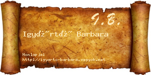 Igyártó Barbara névjegykártya